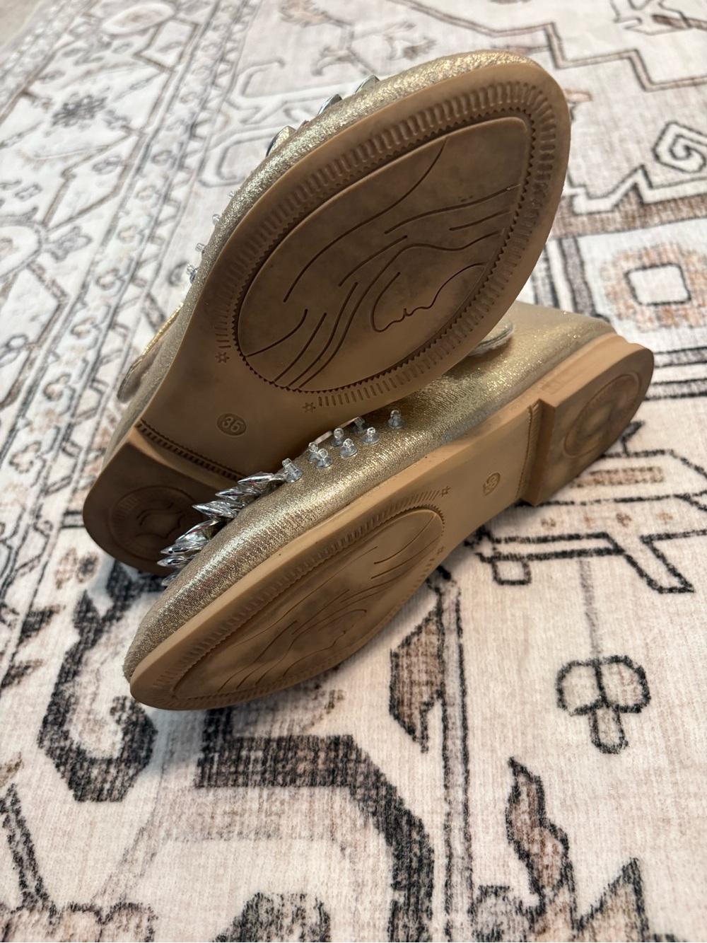 Girls' Gold Jeweled Mary Jane Dress Flats - Picture 5 of 5